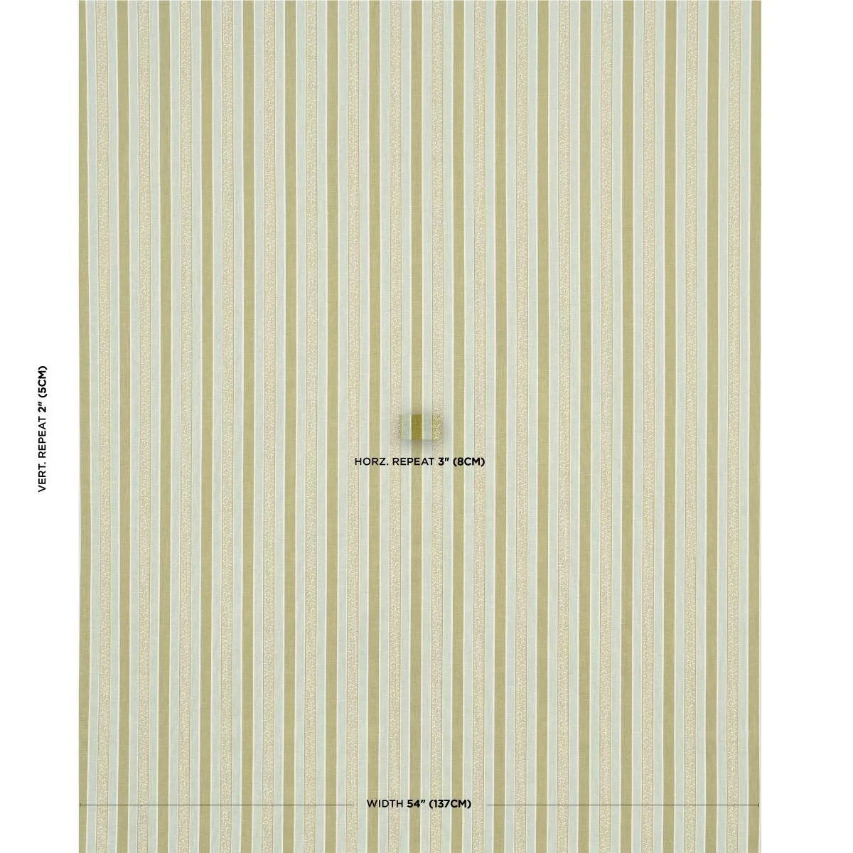 Schumacher 181711 Auguste Stripe Ciel & Leaf fabric swatch