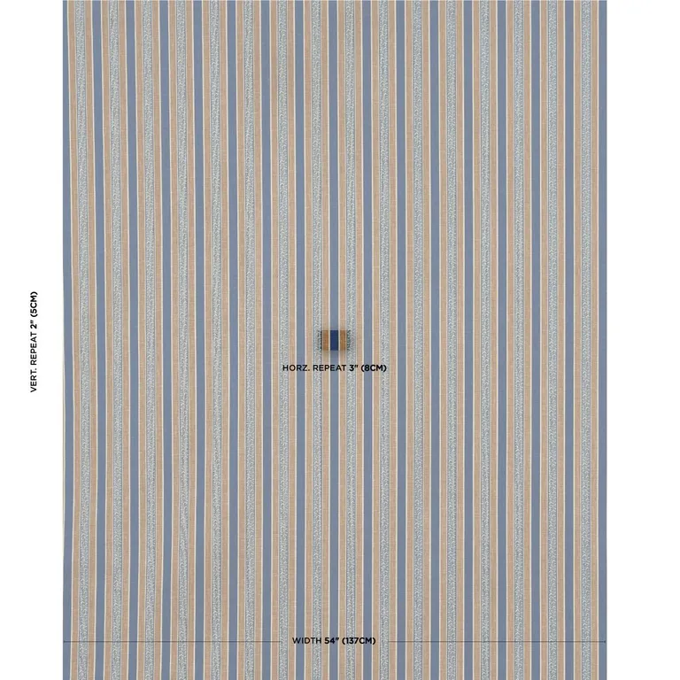 Schumacher 181710 Auguste Stripe Marine & Cognac fabric swatch