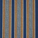 Schumacher 181710 Auguste Stripe Marine & Cognac fabric swatch