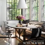 Schumacher 66075 Augustin Linen Stripe Ebony / Linen fabric swatch