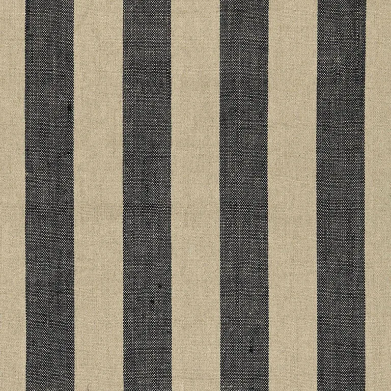 Schumacher 66075 Augustin Linen Stripe Ebony / Linen fabric swatch