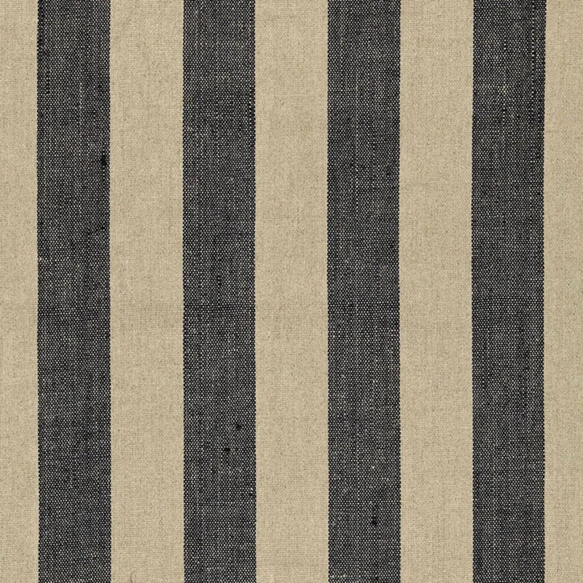 Schumacher 66075 Augustin Linen Stripe Ebony / Linen fabric swatch