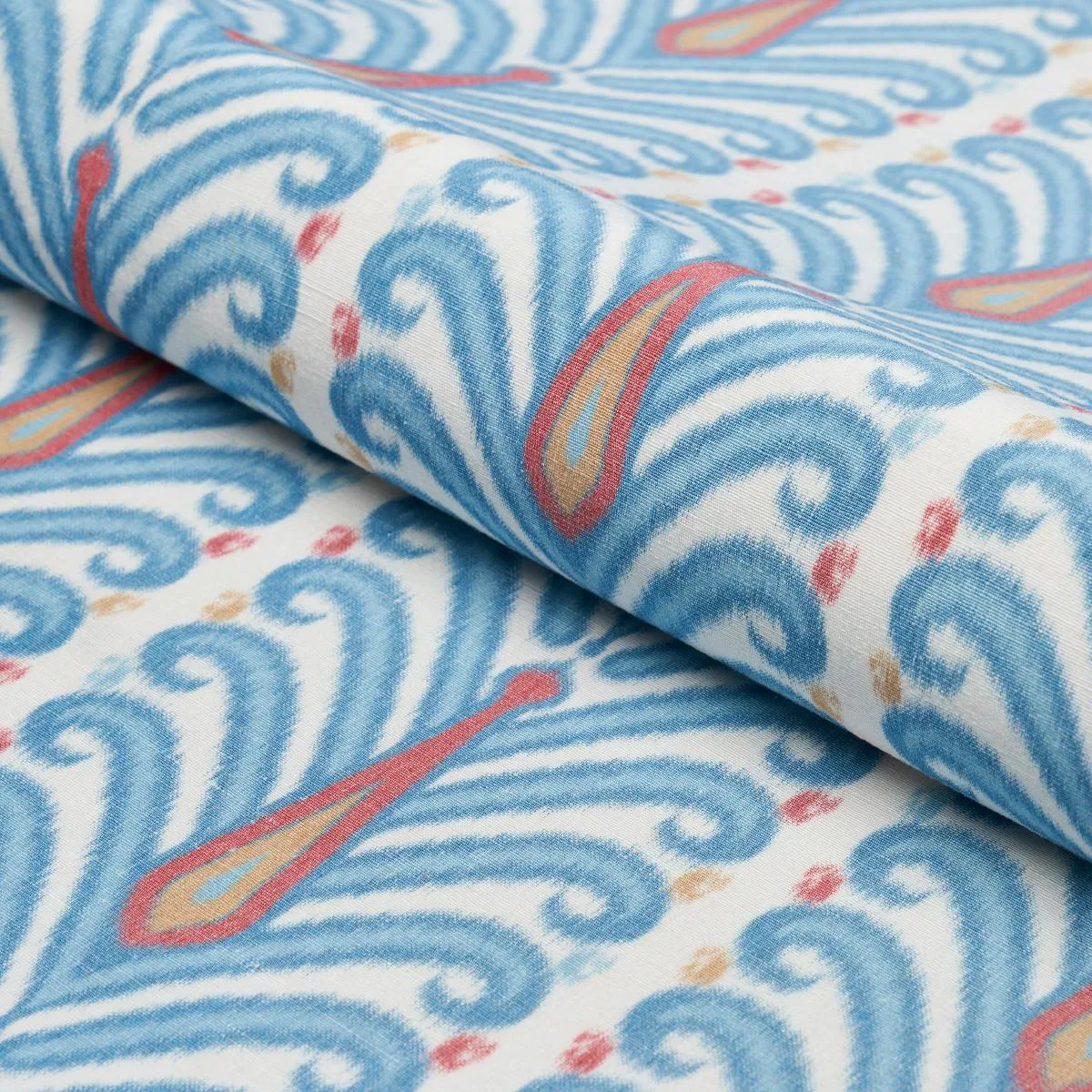 Schumacher 181270 Augustine Ikat Peacock fabric swatch