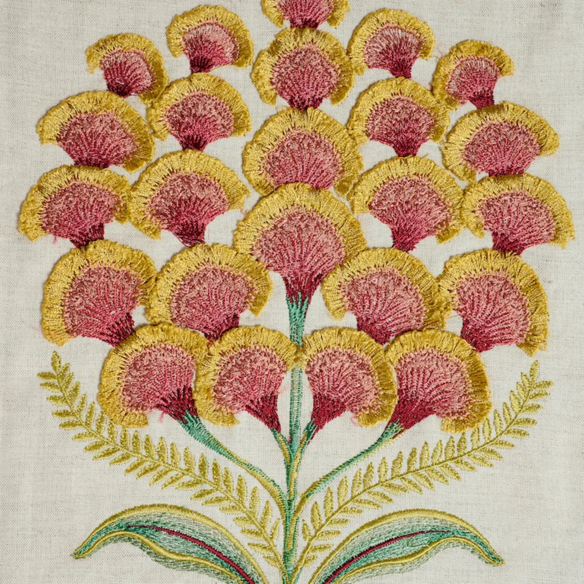 Schumacher 78812 Aurelia Embroidery Natural fabric swatch