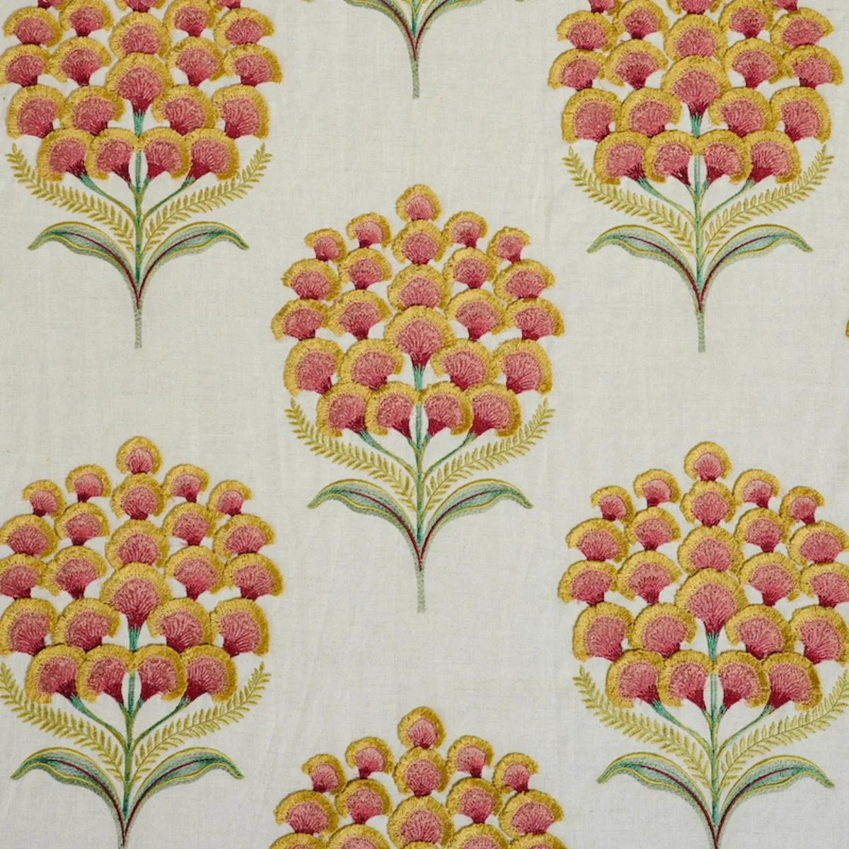 Schumacher 78812 Aurelia Embroidery Natural fabric swatch