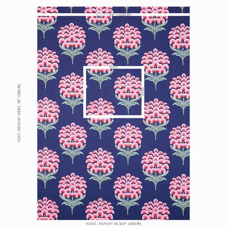 Schumacher 78810 Aurelia Embroidery Navy fabric swatch