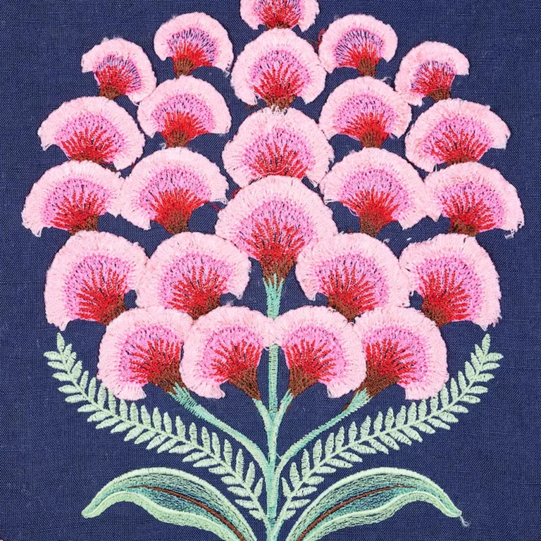 Schumacher 78810 Aurelia Embroidery Navy fabric swatch