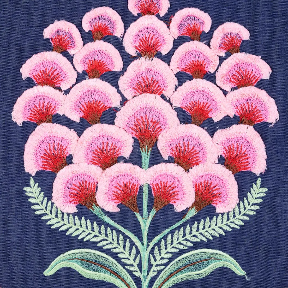 Schumacher 78810 Aurelia Embroidery Navy fabric swatch