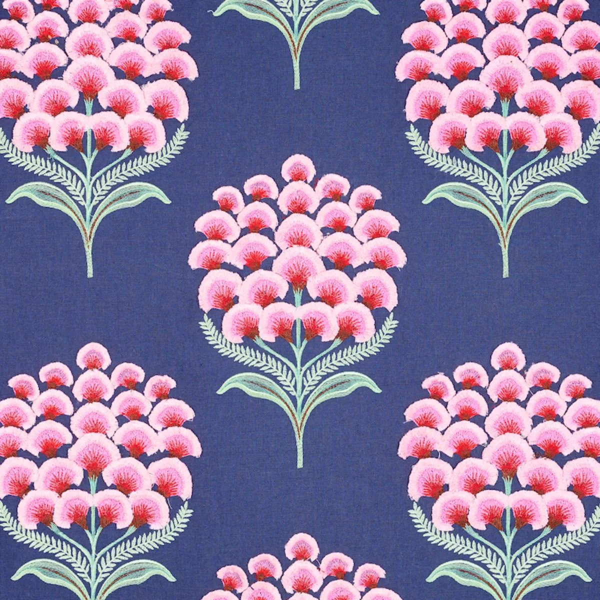 Schumacher 78810 Aurelia Embroidery Navy fabric swatch
