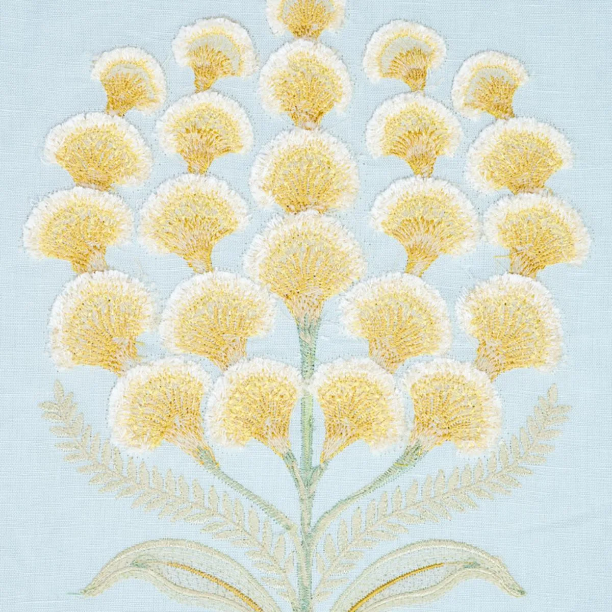 Schumacher 78811 Aurelia Embroidery Sky fabric swatch