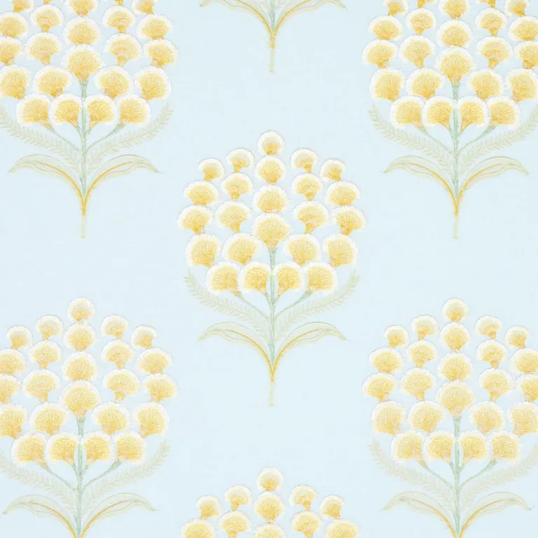 Schumacher 78811 Aurelia Embroidery Sky fabric swatch