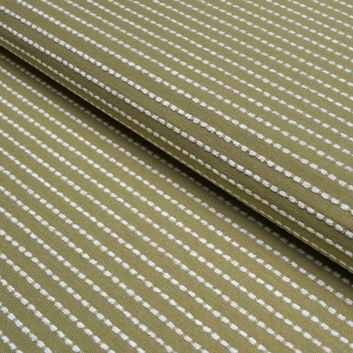 Schumacher 87681 Austen Performance Stripe Leaf fabric swatch