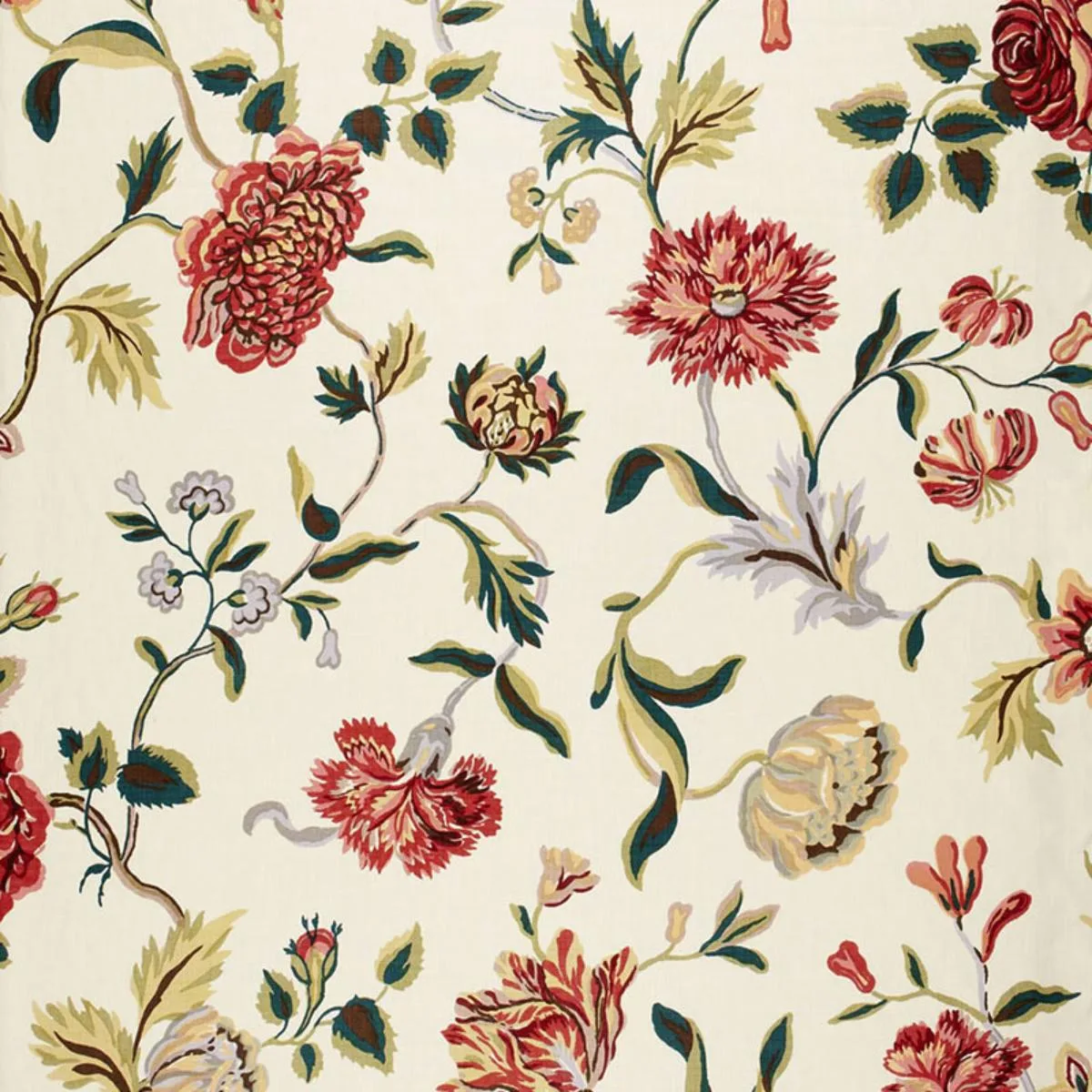 Schumacher 174520 Avebury Floral Vine Document Rose fabric swatch