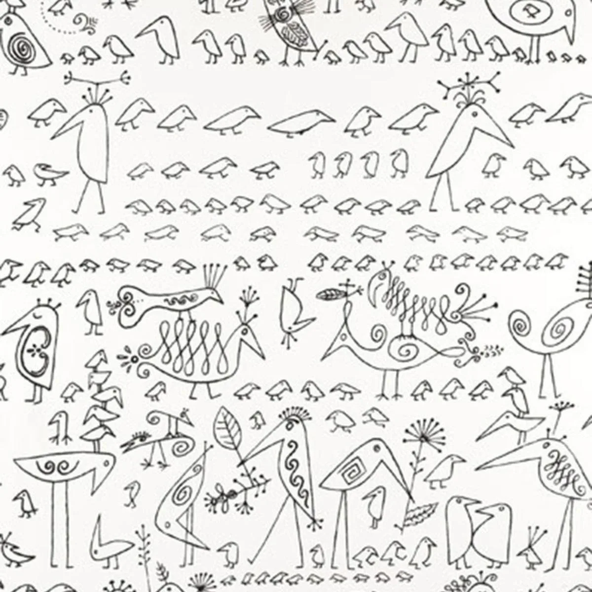Schumacher 174770 Aviary Black On White fabric swatch
