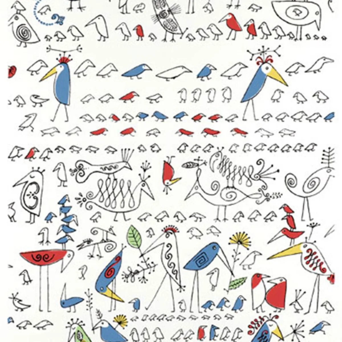 Schumacher 174771 Aviary Multi On White fabric swatch