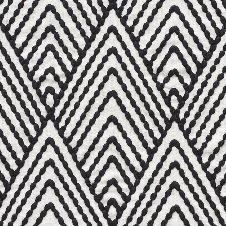 Schumacher 75372 Avila Embroidery Black fabric swatch