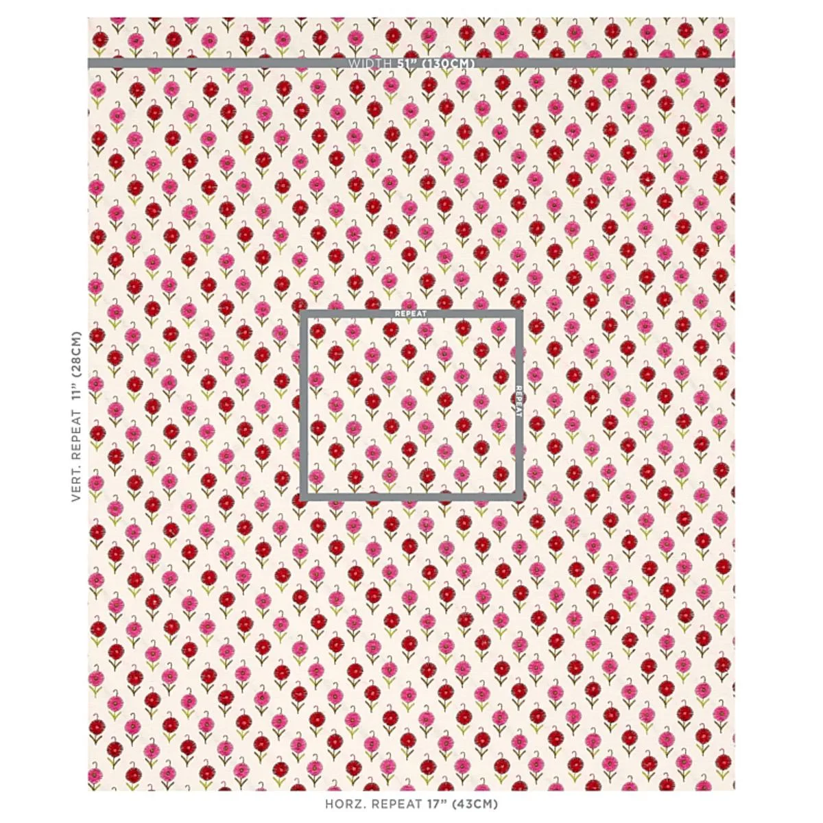 Schumacher 70211 Avodica Embroidery Azalea fabric swatch