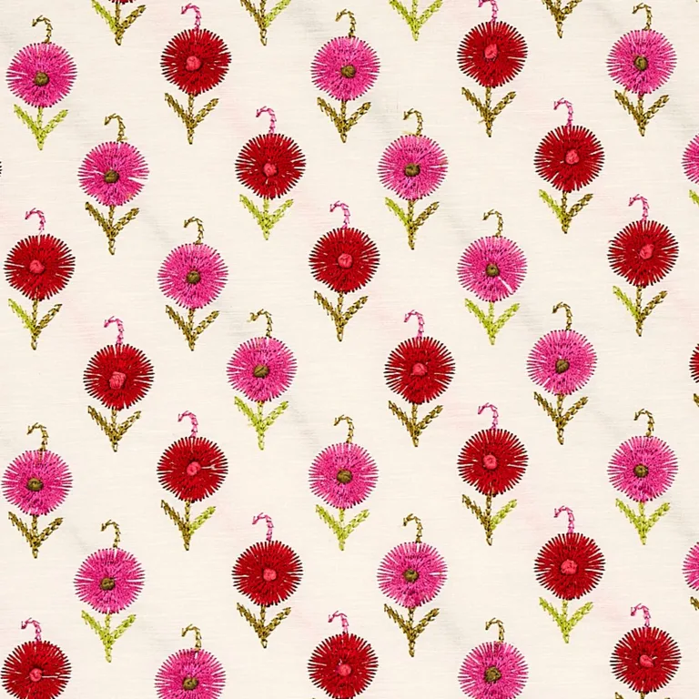 Schumacher 70211 Avodica Embroidery Azalea fabric swatch
