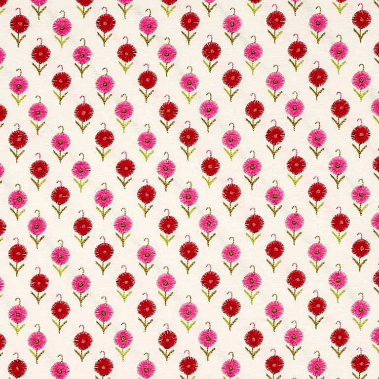 Schumacher 70211 Avodica Embroidery Azalea fabric swatch