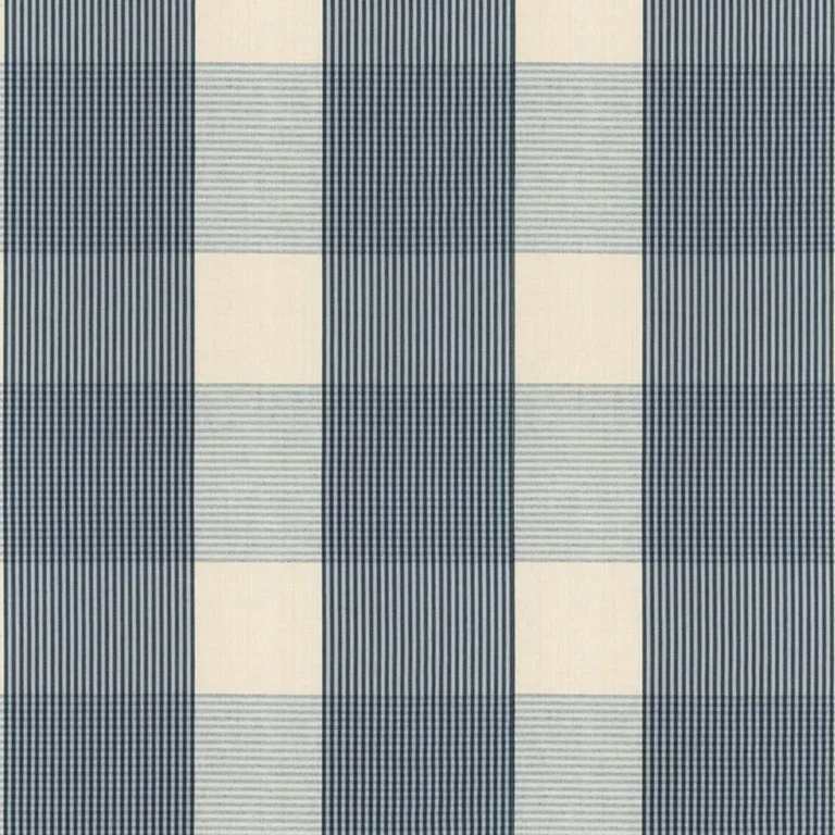 Schumacher 63024 Avon Gingham Plaid Indigo/Sky fabric swatch