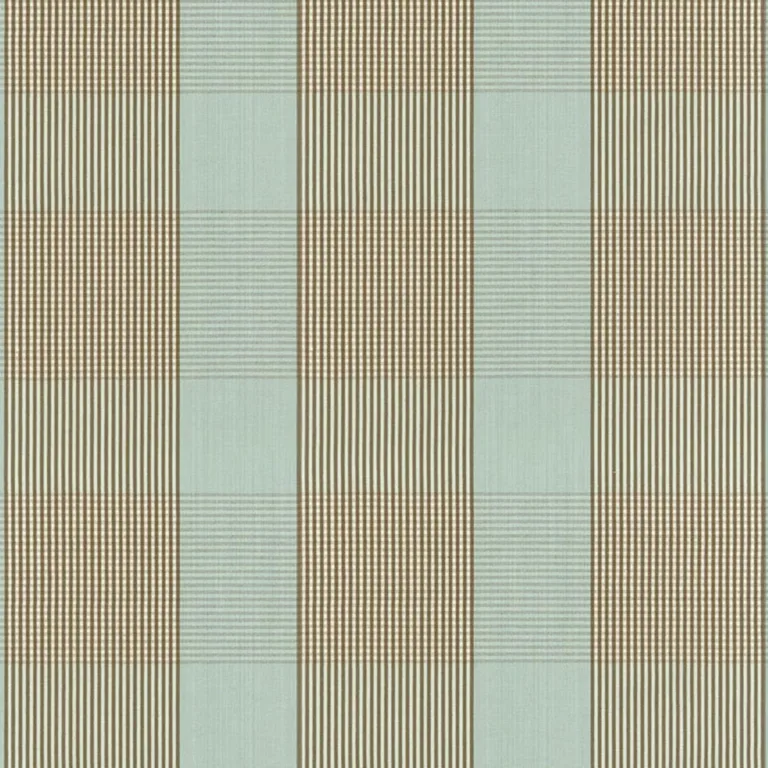 Schumacher 63023 Avon Gingham Plaid Mocha/Aqua fabric swatch