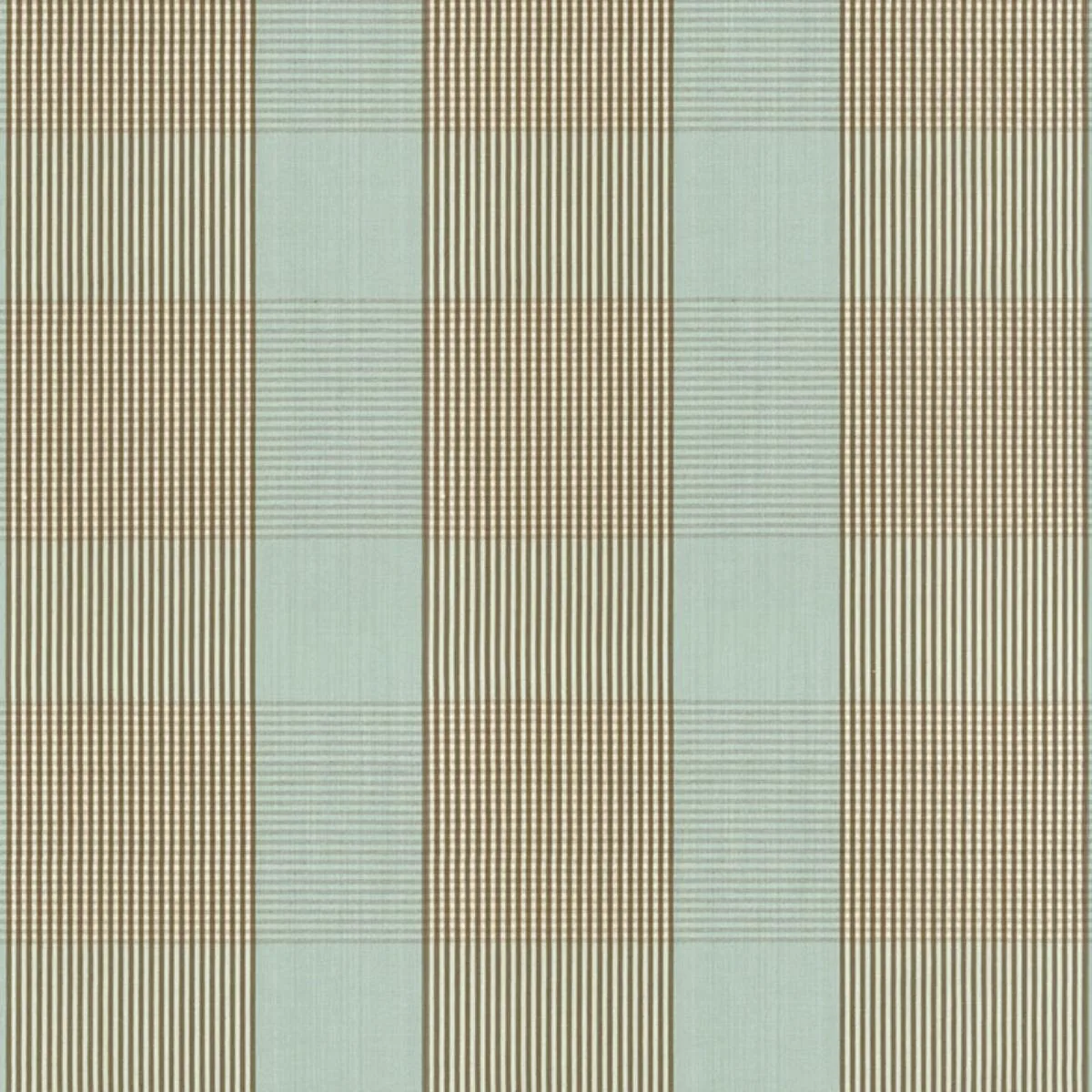 Schumacher 63023 Avon Gingham Plaid Mocha/Aqua fabric swatch