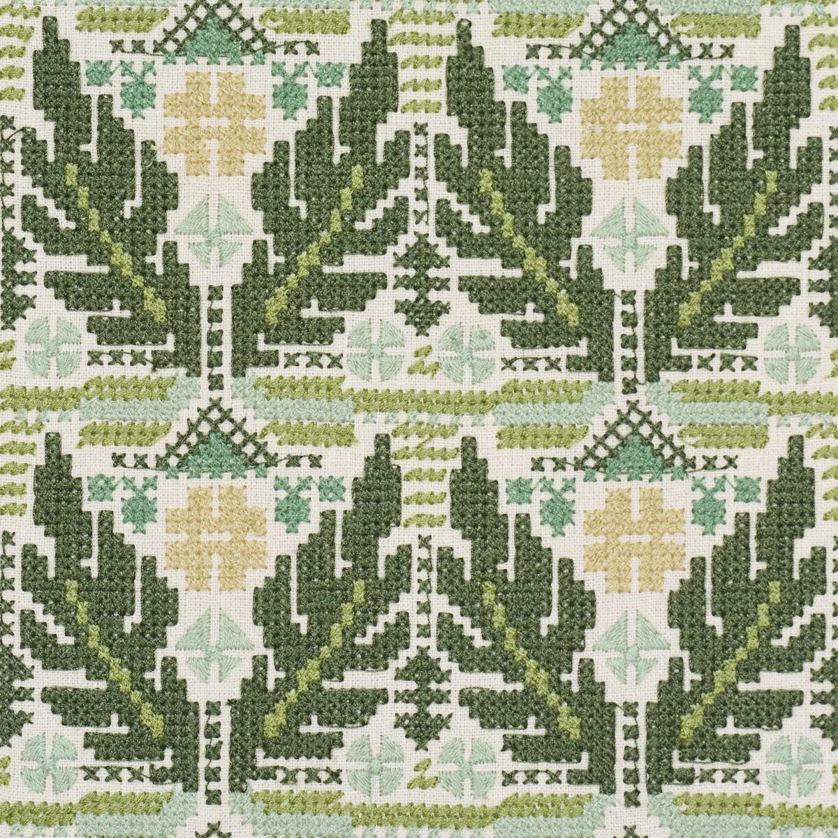Schumacher 86551 Ayla Embroidery Green fabric swatch