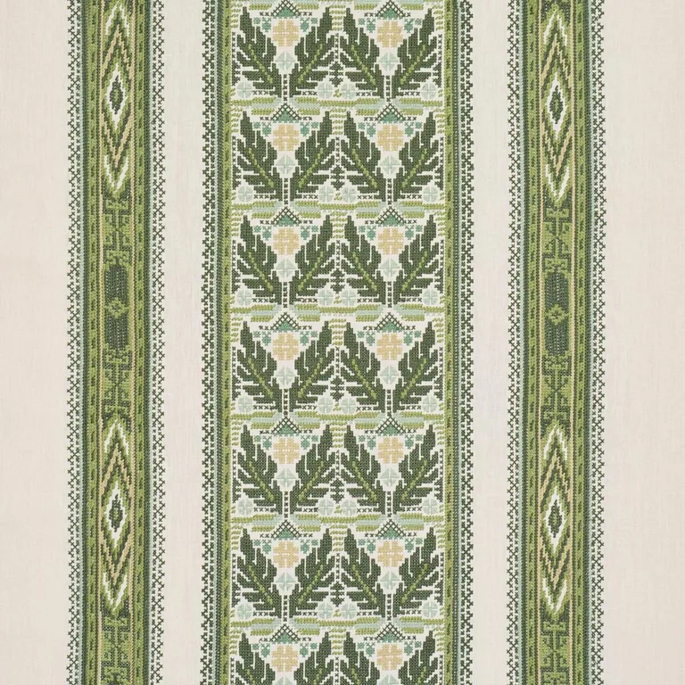 Schumacher 86551 Ayla Embroidery Green fabric swatch