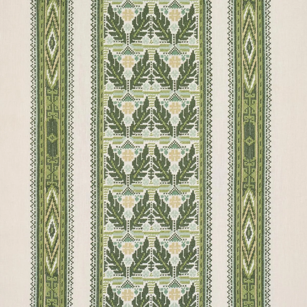 Schumacher 86551 Ayla Embroidery Green fabric swatch