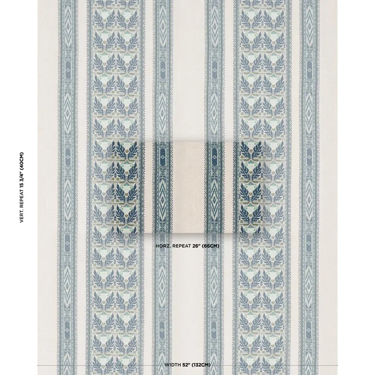 Schumacher 86550 Ayla Embroidery Ocean fabric swatch