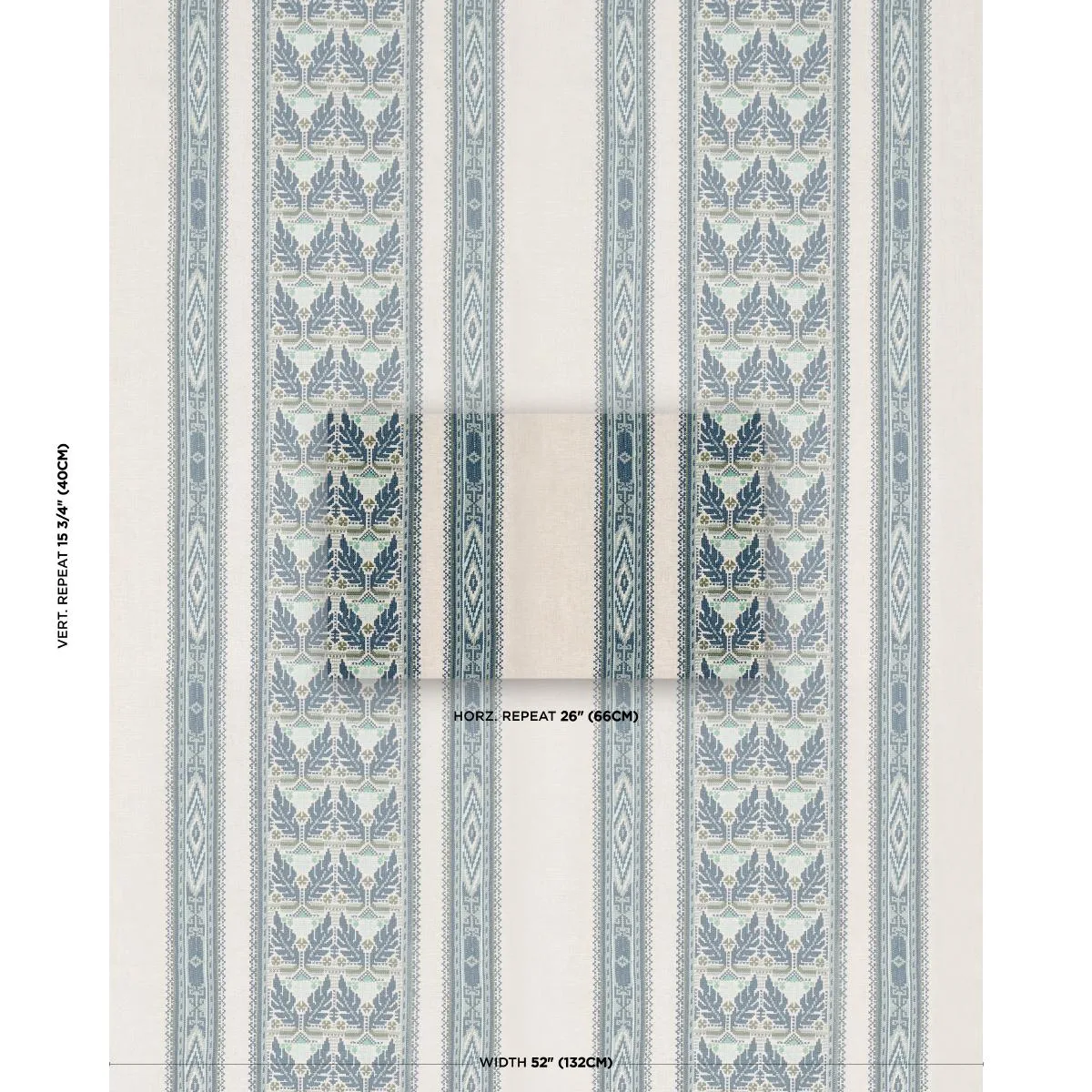 Schumacher 86550 Ayla Embroidery Ocean fabric swatch