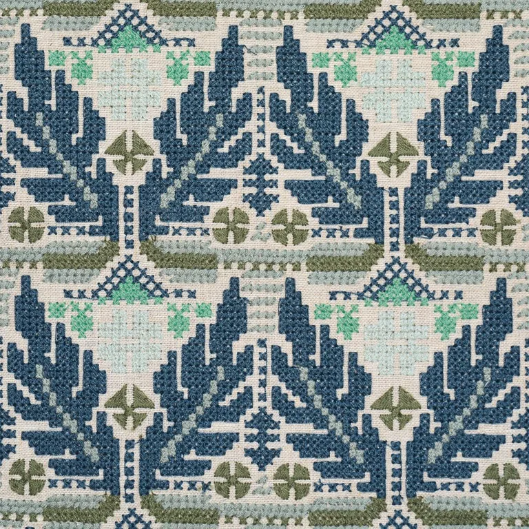Schumacher 86550 Ayla Embroidery Ocean fabric swatch