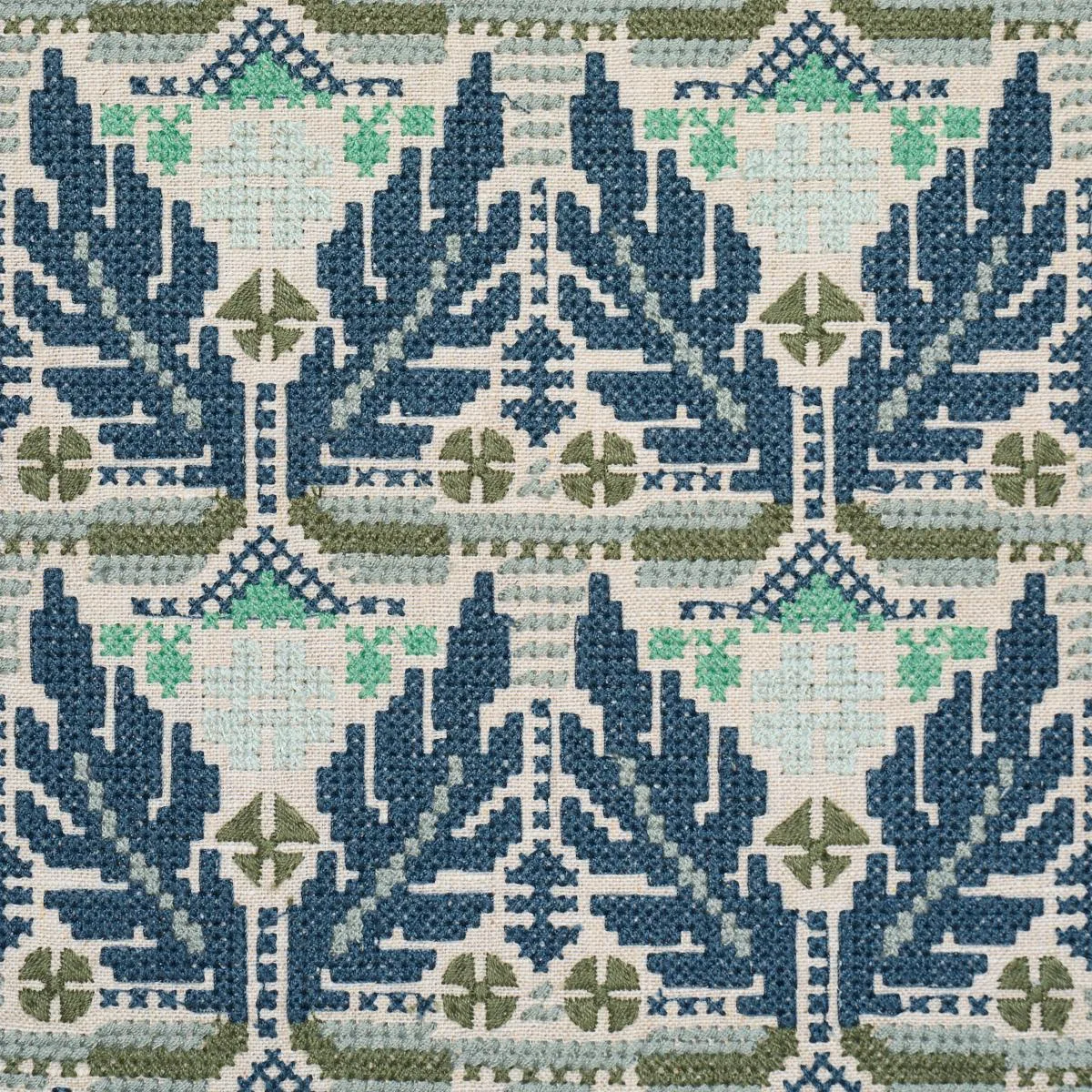 Schumacher 86550 Ayla Embroidery Ocean fabric swatch
