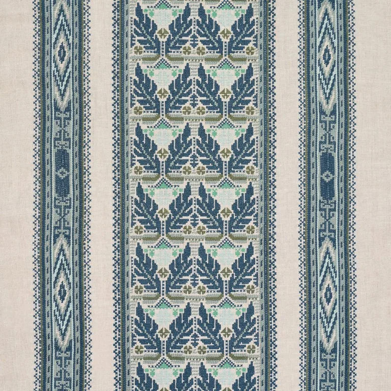 Schumacher 86550 Ayla Embroidery Ocean fabric swatch