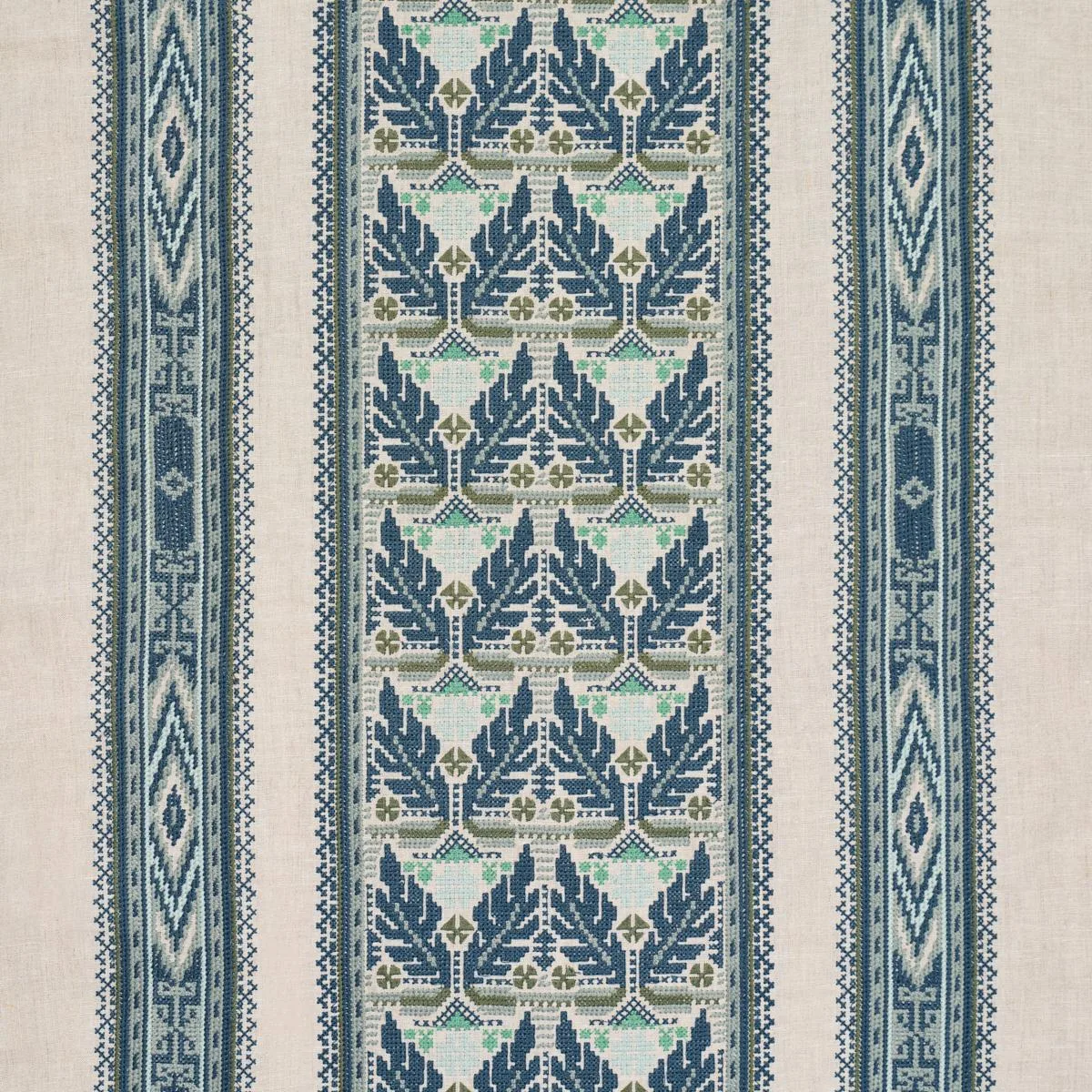 Schumacher 86550 Ayla Embroidery Ocean fabric swatch