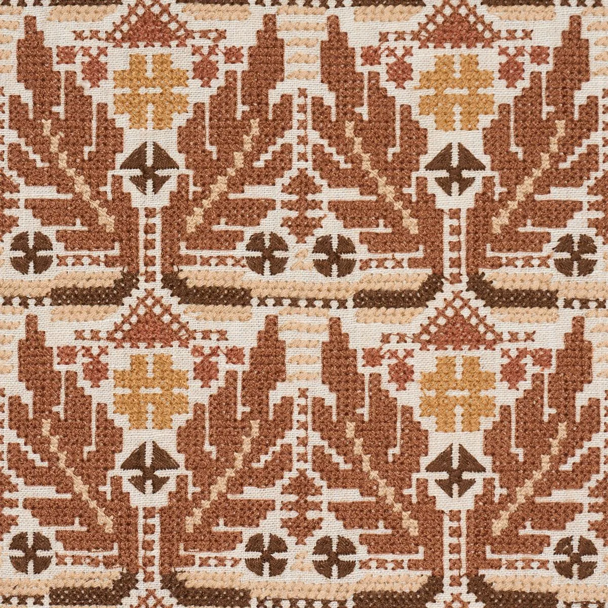 Schumacher 86552 Ayla Embroidery Spice fabric swatch