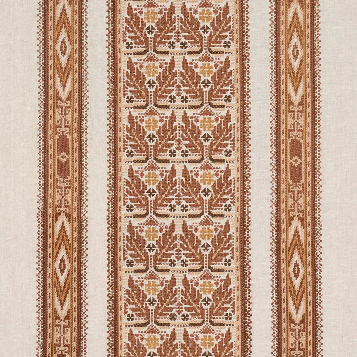 Schumacher 86552 Ayla Embroidery Spice fabric swatch