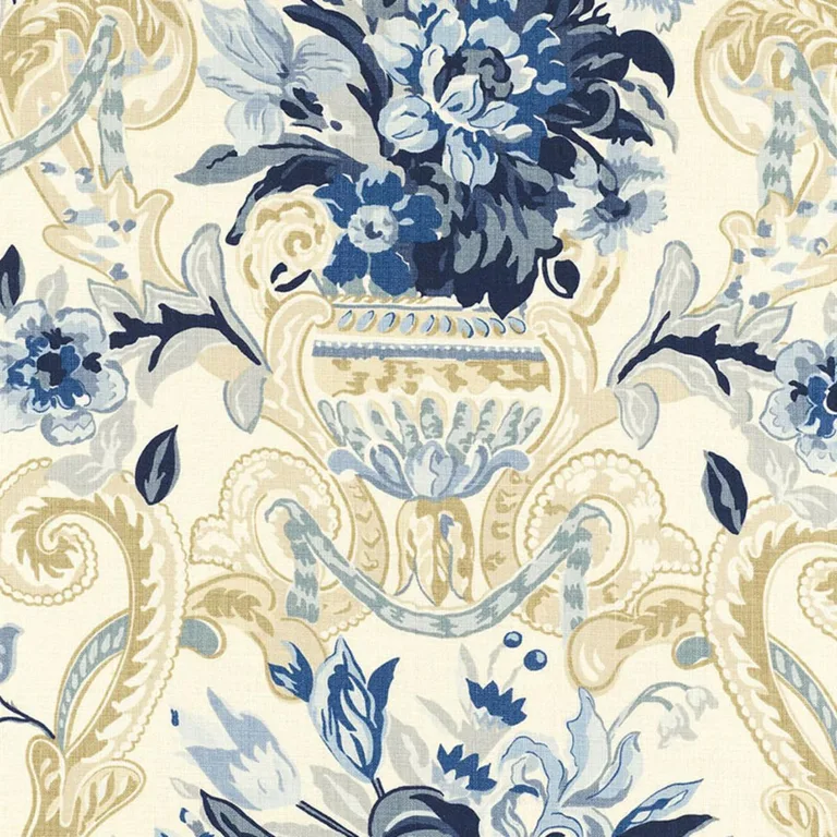 Schumacher 173843 Aylesbury Vase Delft fabric swatch
