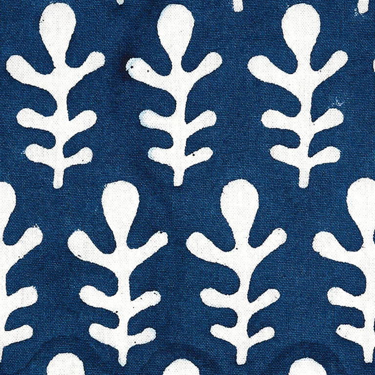 Schumacher 179241 Bagru Hand Block Print Dark Blue fabric swatch