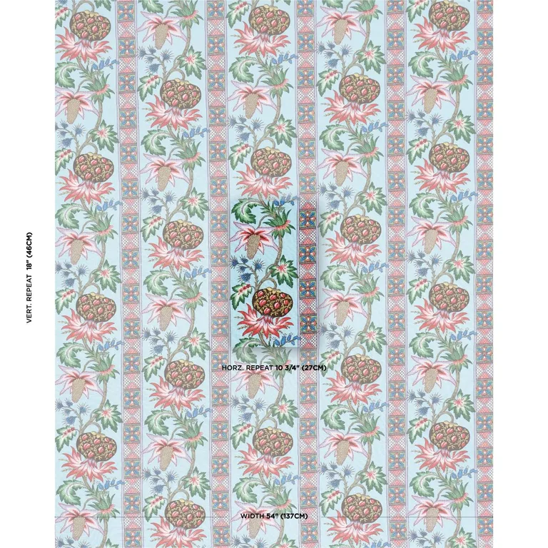 Schumacher 181860 Bailey Botanical Azure fabric swatch