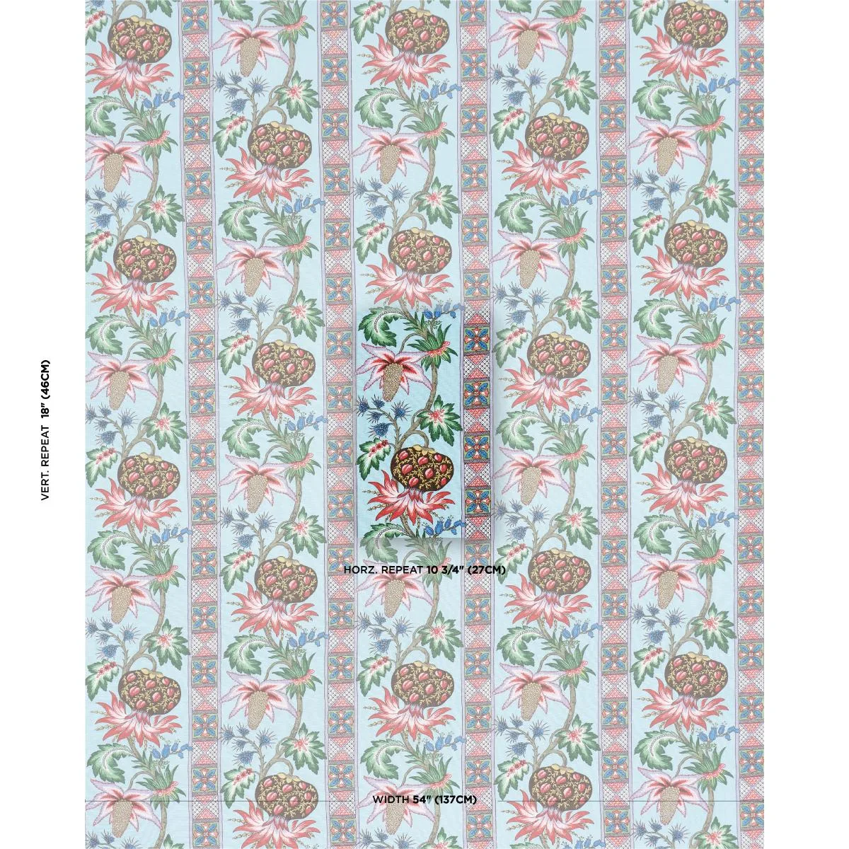 Schumacher 181860 Bailey Botanical Azure fabric swatch