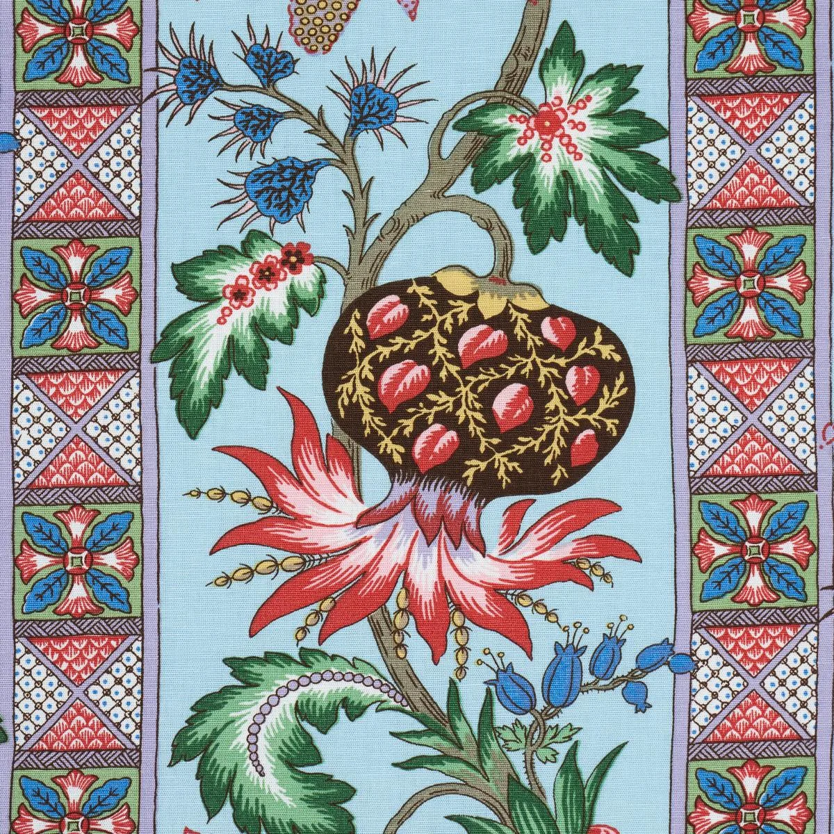 Schumacher 181860 Bailey Botanical Azure fabric swatch