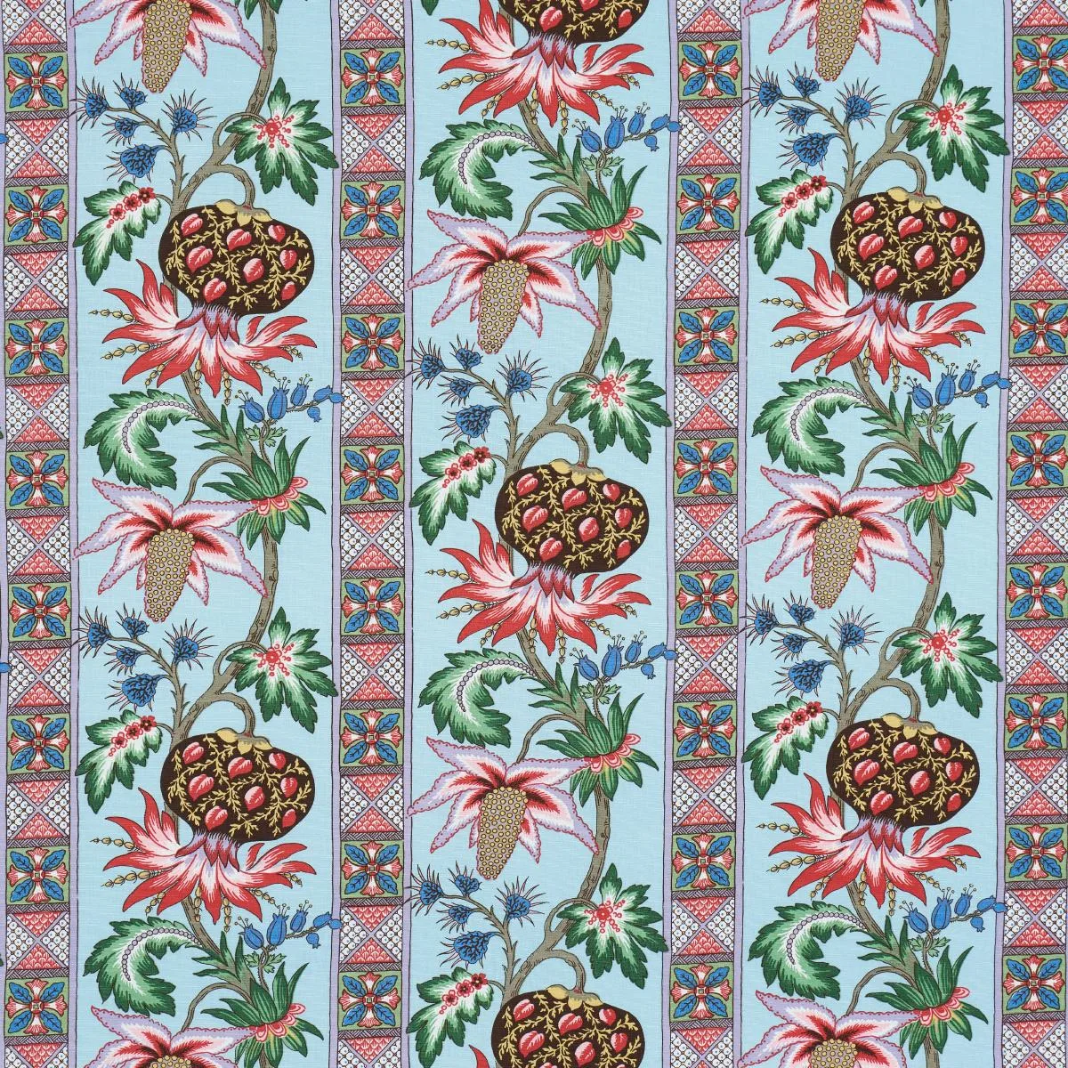 Schumacher 181860 Bailey Botanical Azure fabric swatch