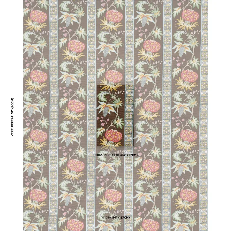 Schumacher 181862 Bailey Botanical Chocolate fabric swatch