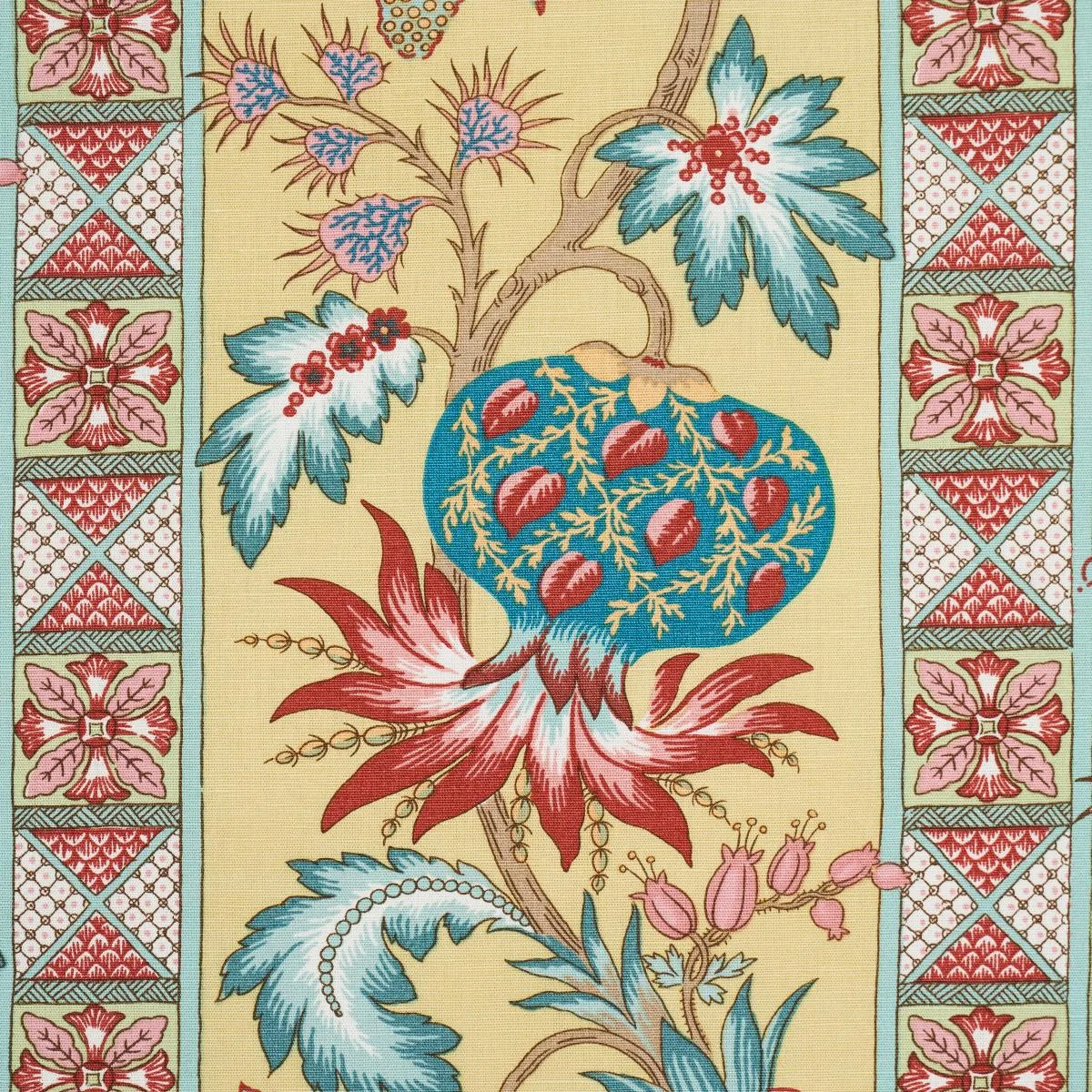 Schumacher 181861 Bailey Botanical Gold fabric swatch