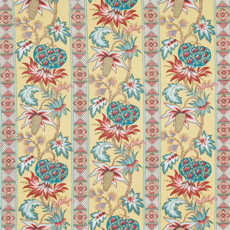 Schumacher 181861 Bailey Botanical Gold fabric swatch