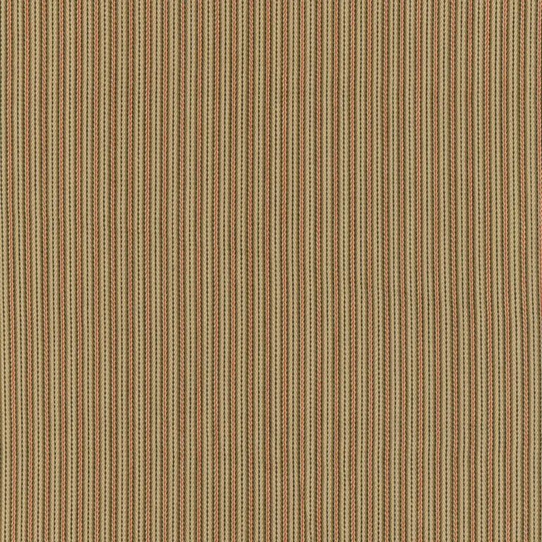 Schumacher 63004 Baker Cotton Stripe Flax/Mocha/Red fabric swatch