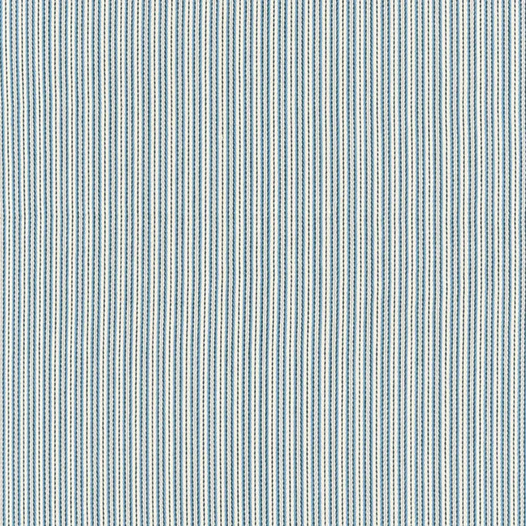 Schumacher 63003 Baker Cotton Stripe Ivory/Chambray/Indigo fabric swatch