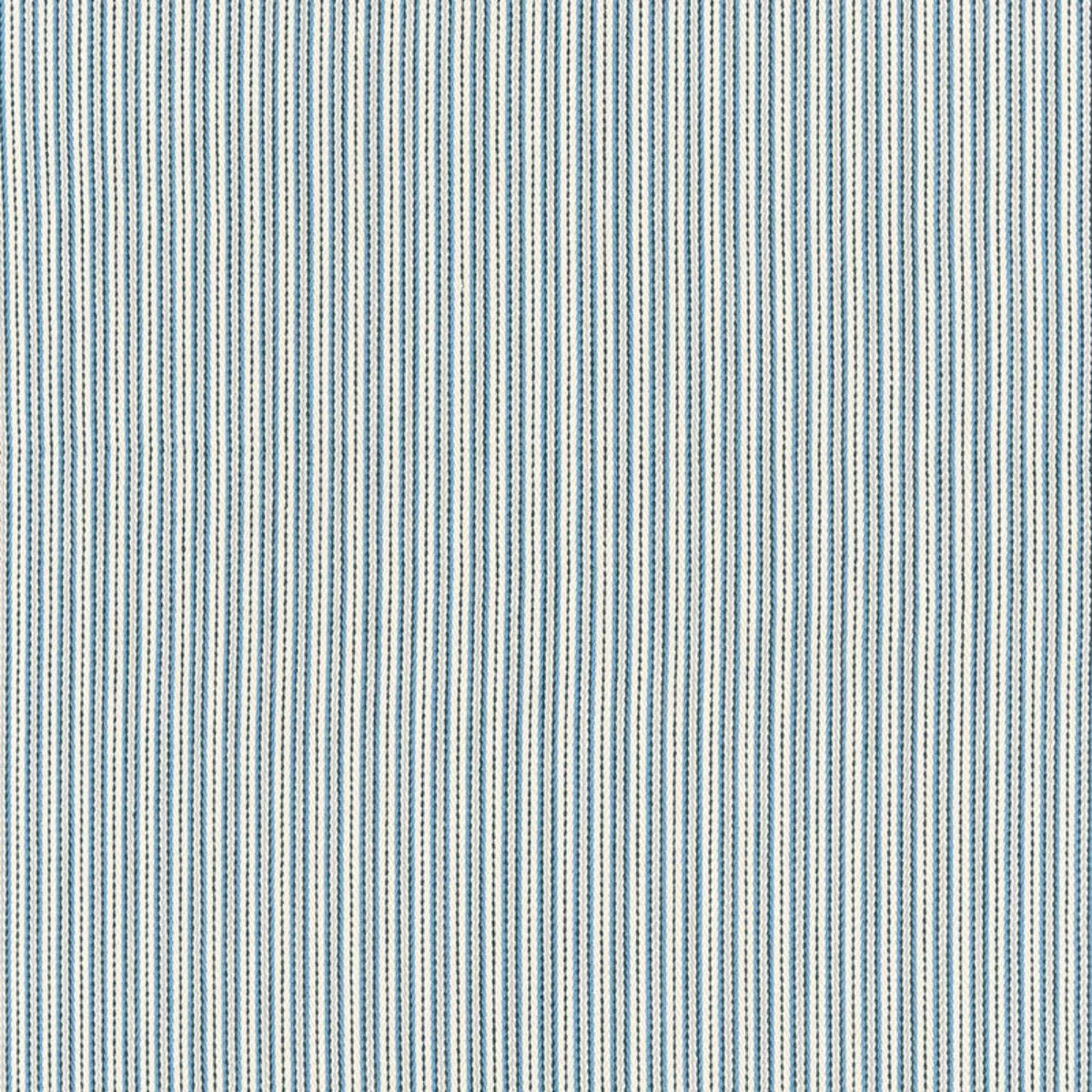 Schumacher 63003 Baker Cotton Stripe Ivory/Chambray/Indigo fabric swatch