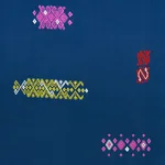 Schumacher 82041 Balamil Handwoven Panel Multi On Navy fabric swatch